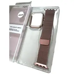 GENERICO - Correa Carcasa compatible con apple watch rosado 45mm