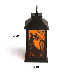 FRANK & MORTIS - Lampara Con Gato Y Calavaza Luz Led Simula Vela Halloween