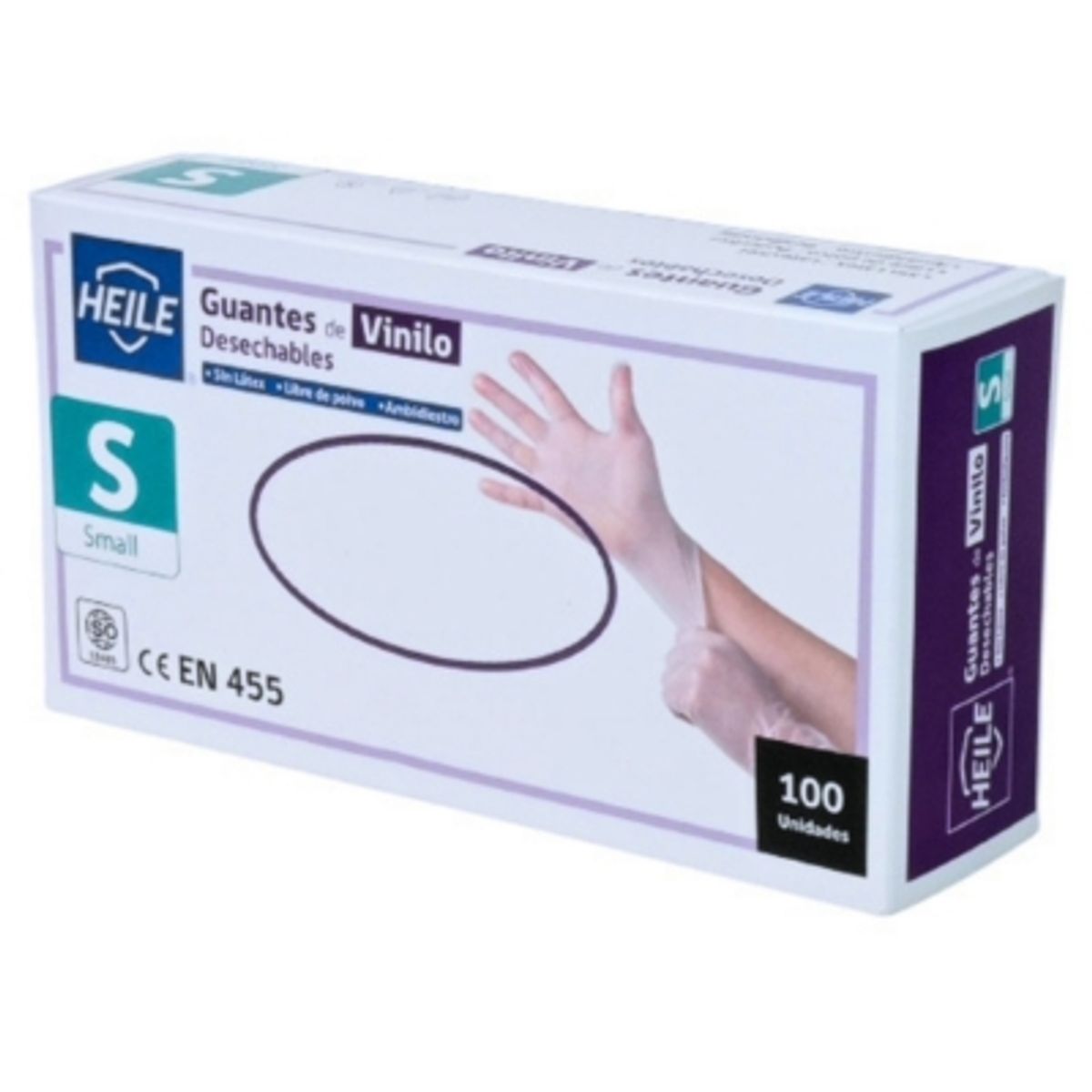GENERICO - Guantes Vinilo Talla S Sin Polvo Marca Heile 100 Unidades