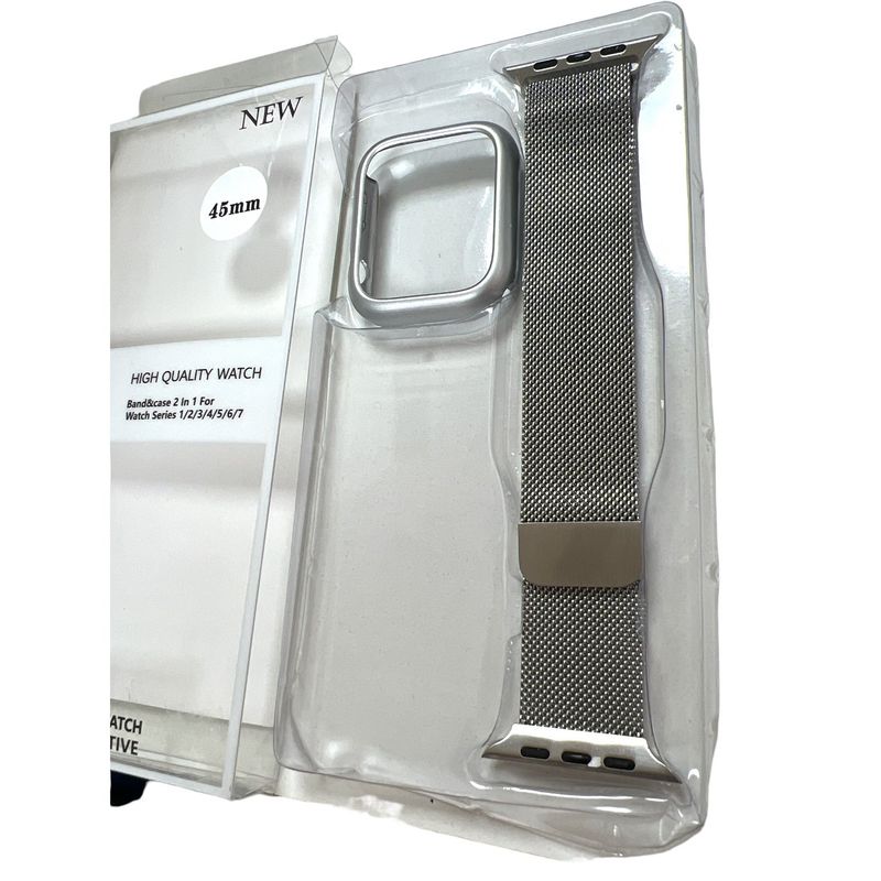 GENERICO - Correa  Carcasa compatible con apple watch Plateado 45mm