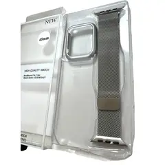 GENERICO - Correa Carcasa compatible con apple watch Plateado 45mm