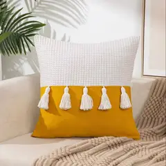 LOVE HOME DECO & LIVING - Funda de Lino Waffle Amarilla