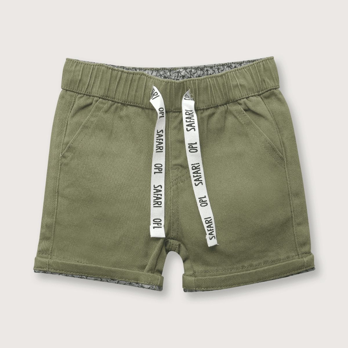 OPALINE - Short de niño de gabardina verde militar (6M - 4A) verde militar 6 meses