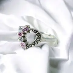 GENERICO - Anillo de Plata Corazón Marquesita Circón Rosa
