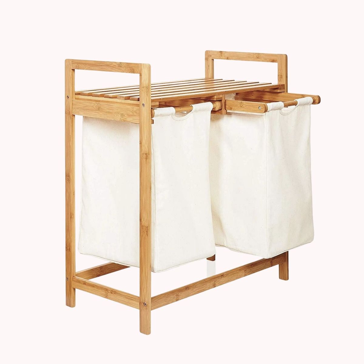 SANTU HOME & DECO - Estante de Bambú Para Ropa Con Doble Cesta Beige