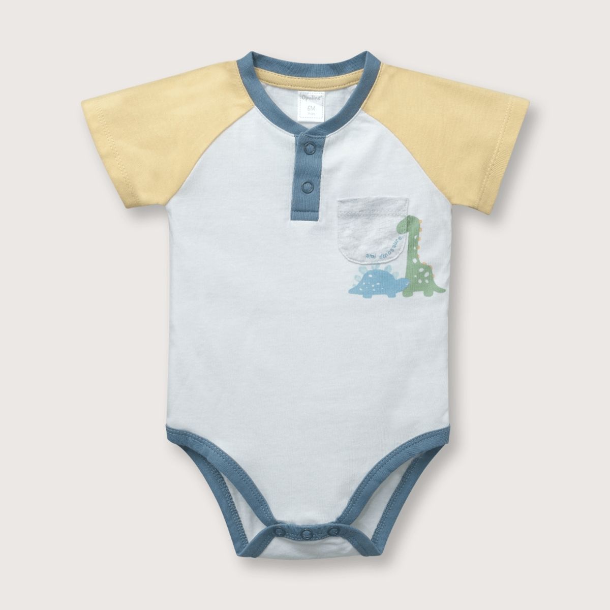 OPALINE - Body de bebé niño dinosaurios blanco (RN - 9M) blanco 6 meses