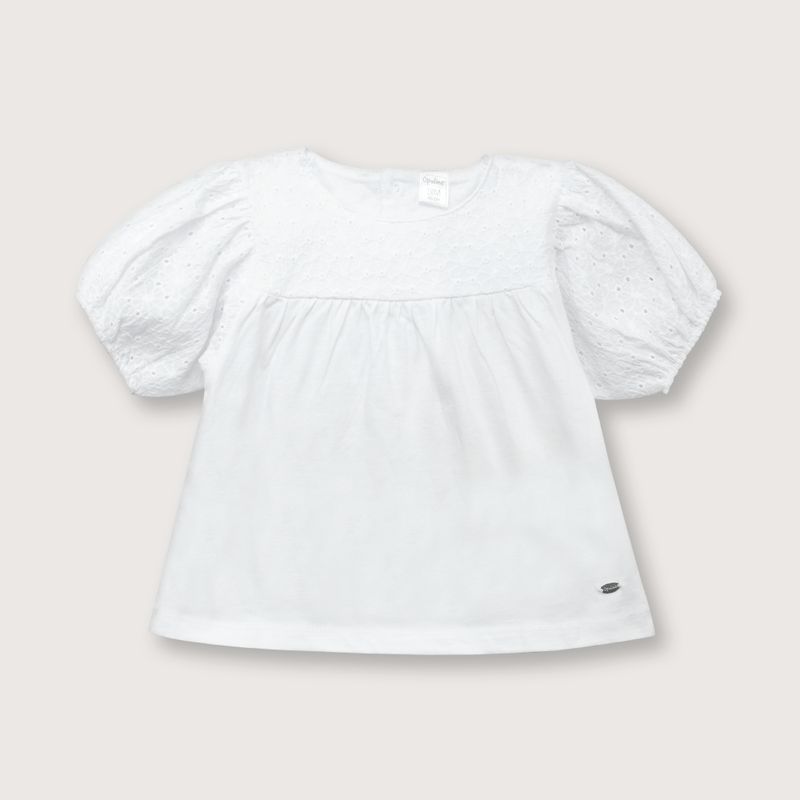 OPALINE - Polera de niña manga globo blanco (6M - 4A) blanco 12 meses