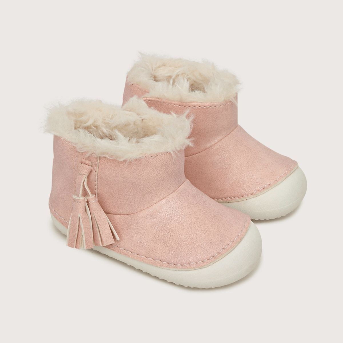OPALINE - Bootie de niña bebe velcro pompon rosado (17 a 19) rosado 18
