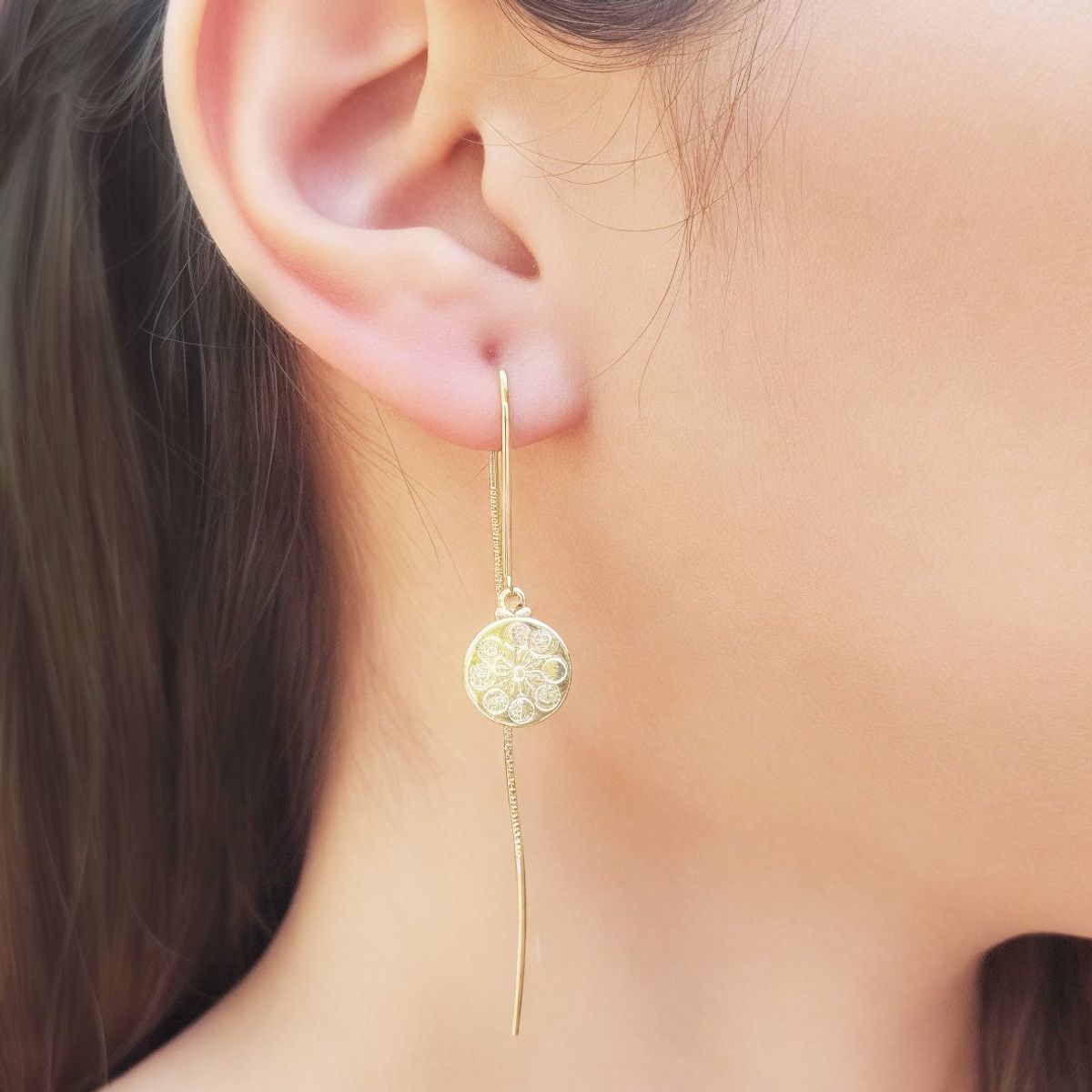 COGGIOLA - Aros Ciclo Lunar Colgante Enchapado Oro 18K