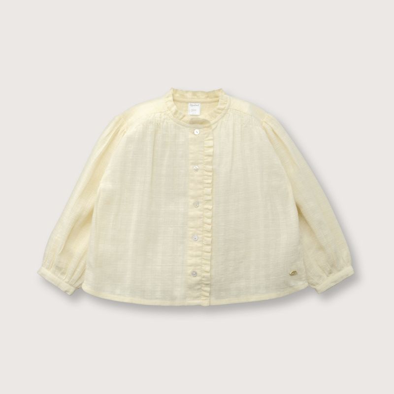 OPALINE - Blusa de niña cuello mao vuelos amarillo (6M - 4A) amarillo 4 Años