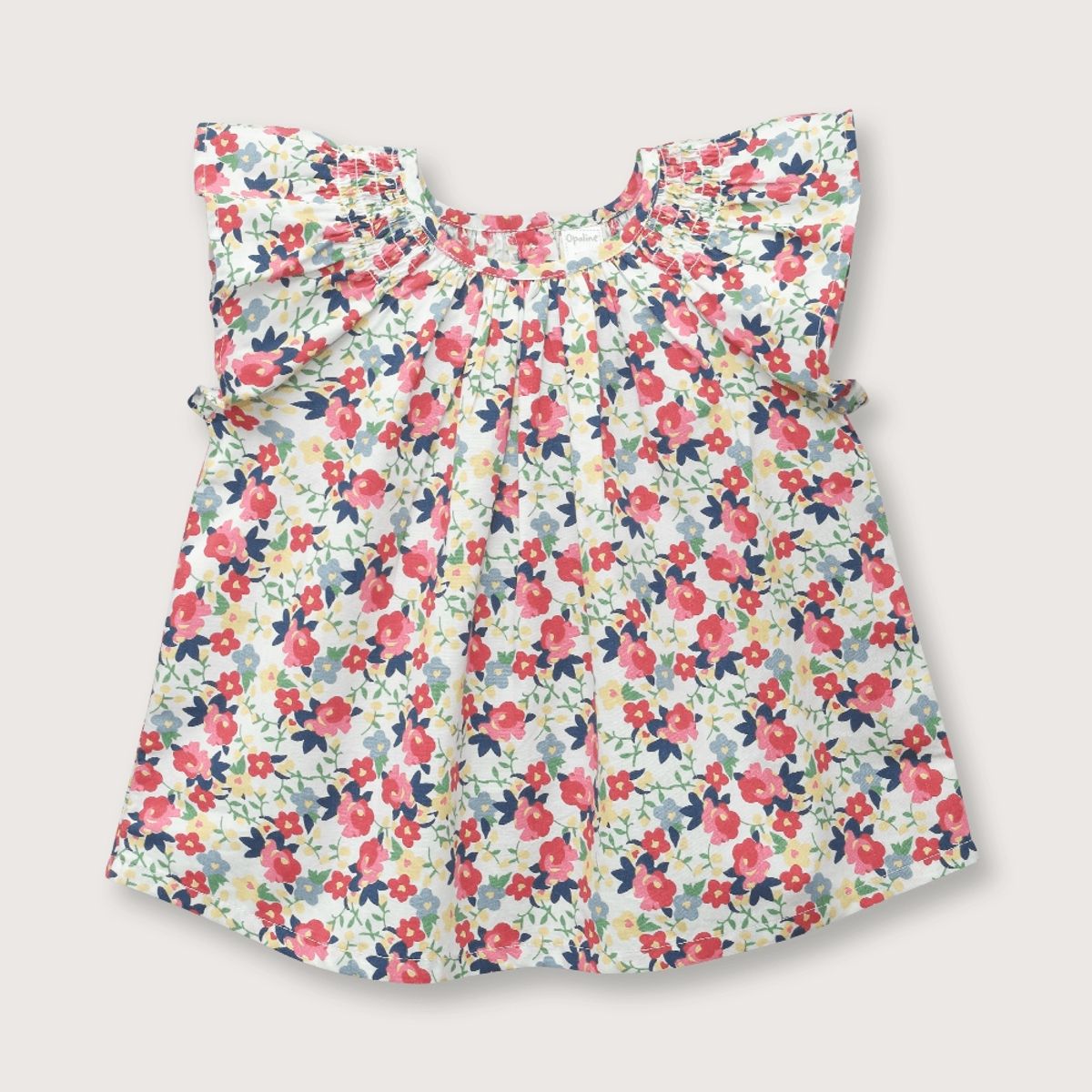 OPALINE - Blusa de niña cuello smoke rojo (6M - 4A) rojo 0-2 Años