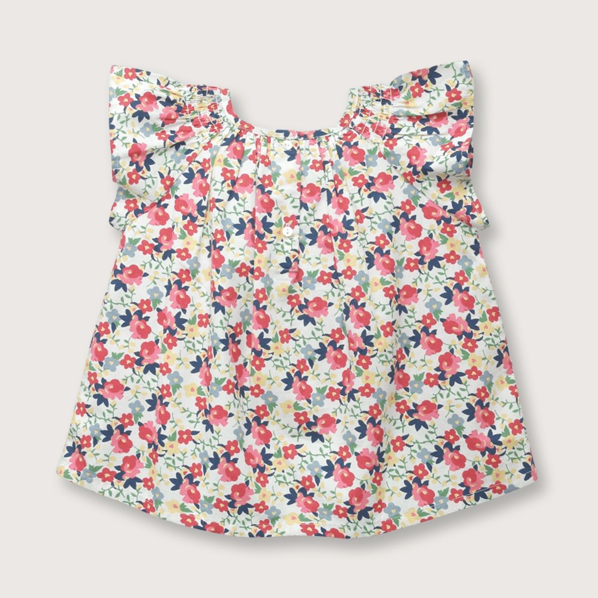 OPALINE - Blusa de niña cuello smoke rojo (6M - 4A) rojo 0-2 Años