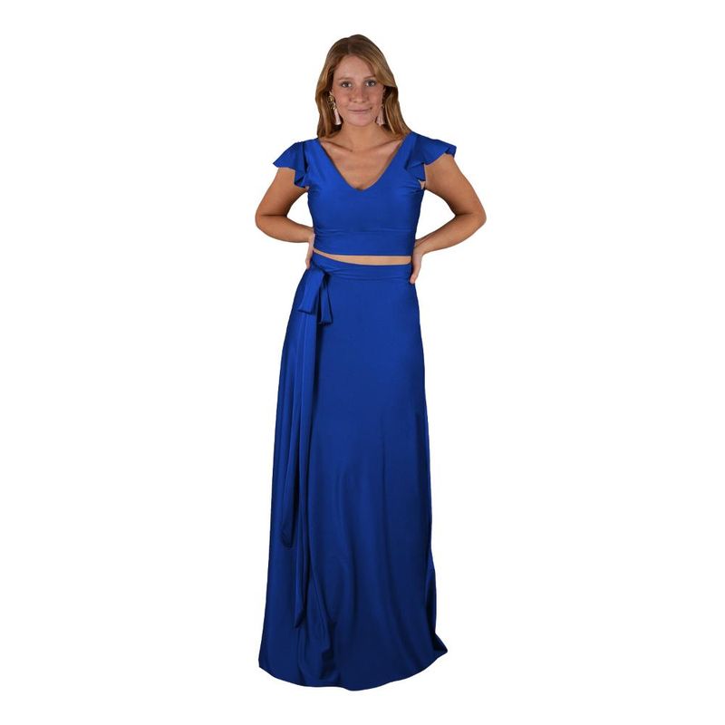 MARIA PASKARO - Conjunto Lima Azulino Lycra Falda Lazo Maria Paskaro - Azul