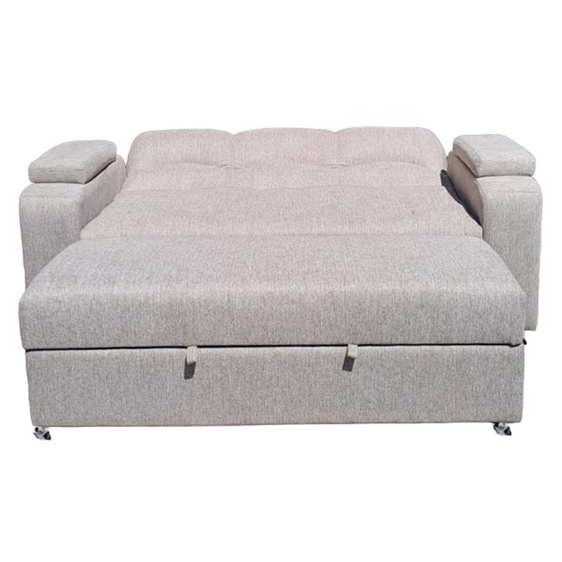 MUEBLERIA LATINA - SOFA CAMA FUNCIONAL 2 PZ DECO LINO CREAM CHOCOLATE