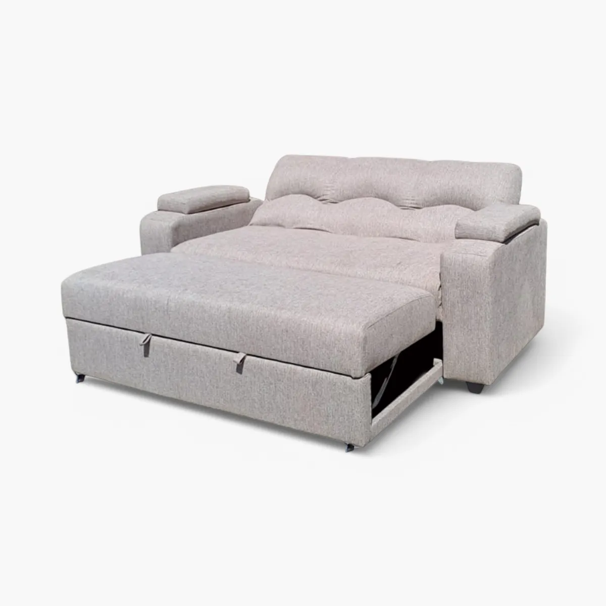 MUEBLERIA LATINA - SOFA CAMA FUNCIONAL 2 PZ DECO LINO CREAM CHOCOLATE