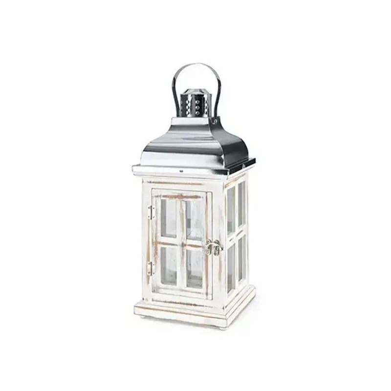 TCHIBO - Linterna LED Vintage Madera Blanca