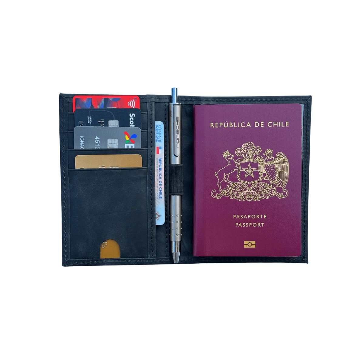 GENERICO - Porta pasaporte de cuero negro