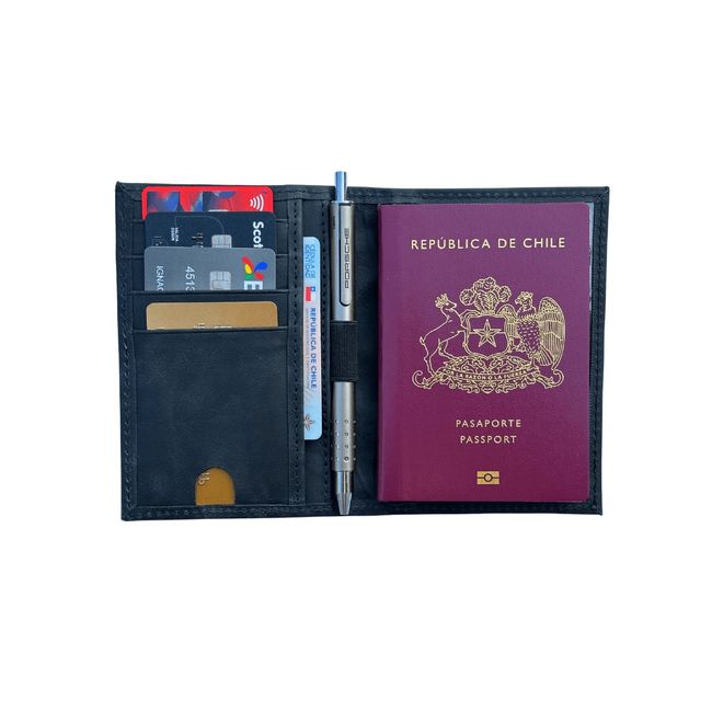 GENERICO - Porta pasaporte de cuero negro