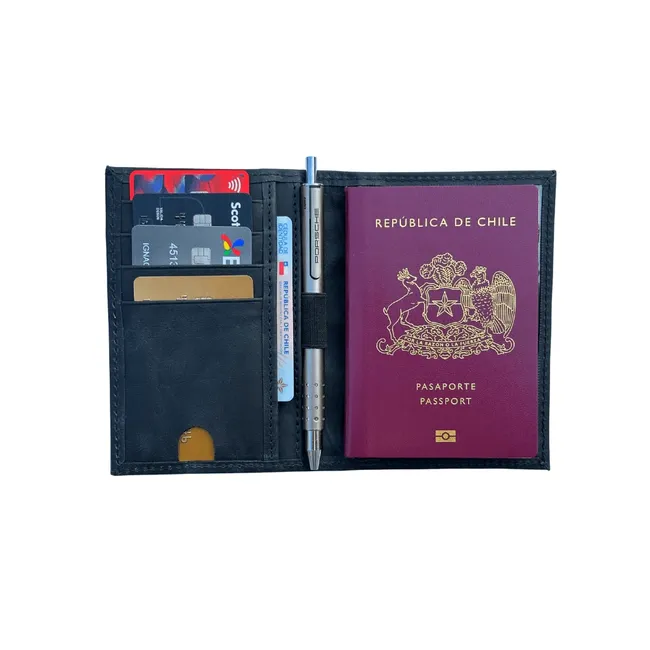 GENERICO - Porta pasaporte de cuero negro