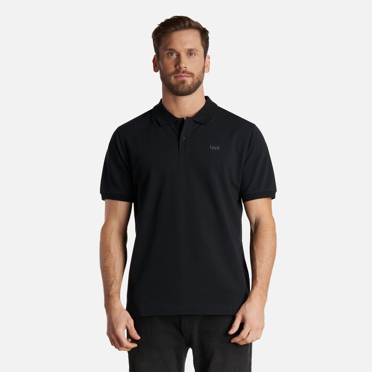 LIPPI - Polera Hombre First Class Elastic Polo Negro Lippi