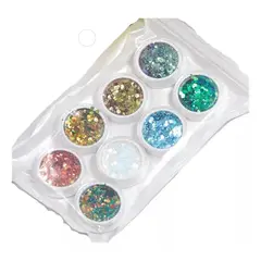 GENERICO - Glitter Para Resina Uv 8 Colores Nácar Aros Llaveros.