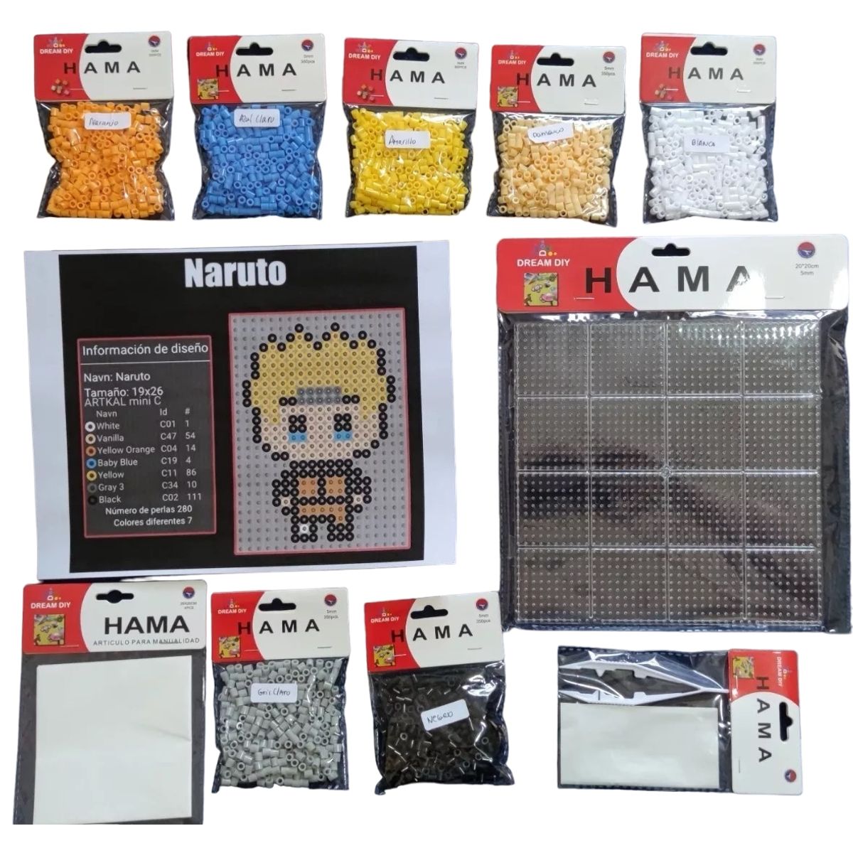 DREAMS ART - Pack Animado Naruto Hama Beads De 5mm