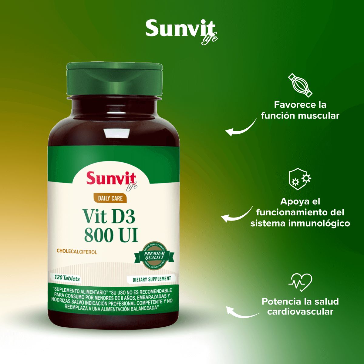 SUNVIT - Vitamina D 800 IU (120 tabs)
