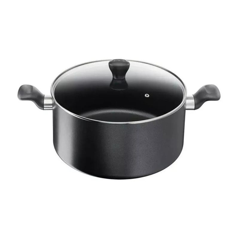 TEFAL - Olla Antiadherente 30cm Con Tapa Negro Super Cook Tefal