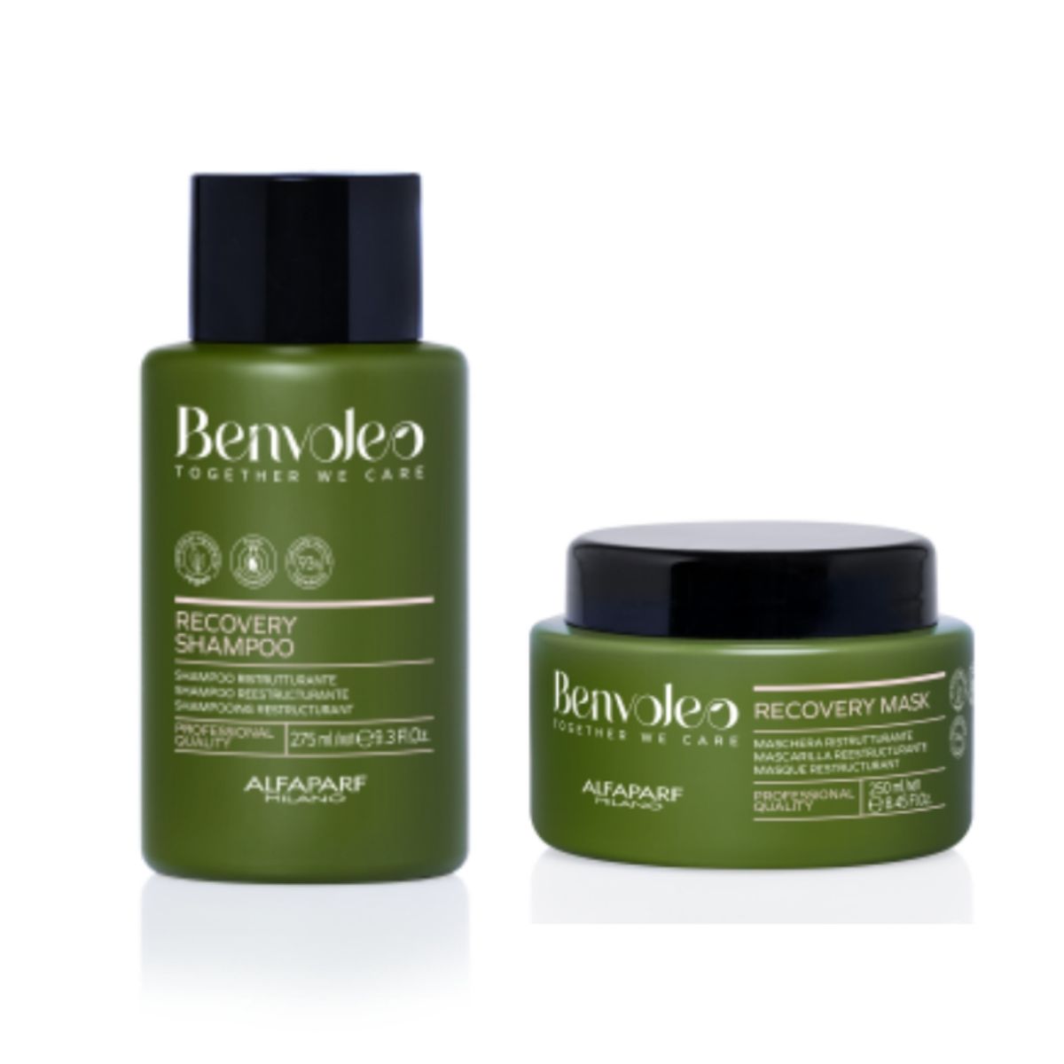 ALFAPARF MILANO - KIT VEGANO RECONSTRUCCIÓN SHAMPOO 275 ML + MASCARILLA 250 ML ALFAPARF BENVOLEO..-