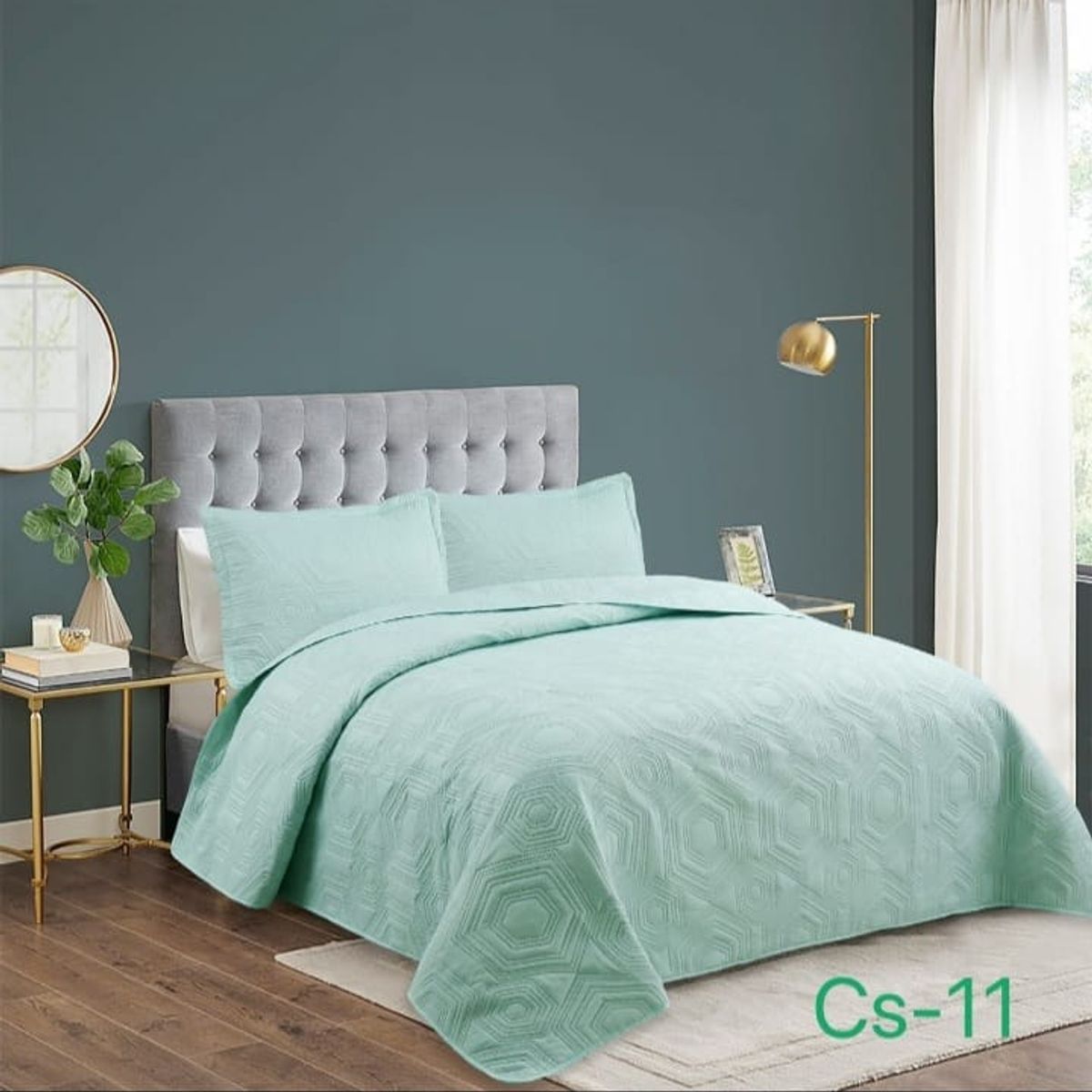 GENERICO - Quilt de Verano 2 plazas. Color Verde Cs11