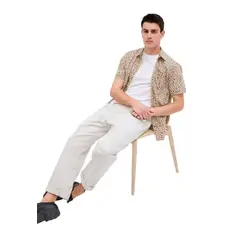 GAP - Camisa Hombre Poplin Manga Corta Café