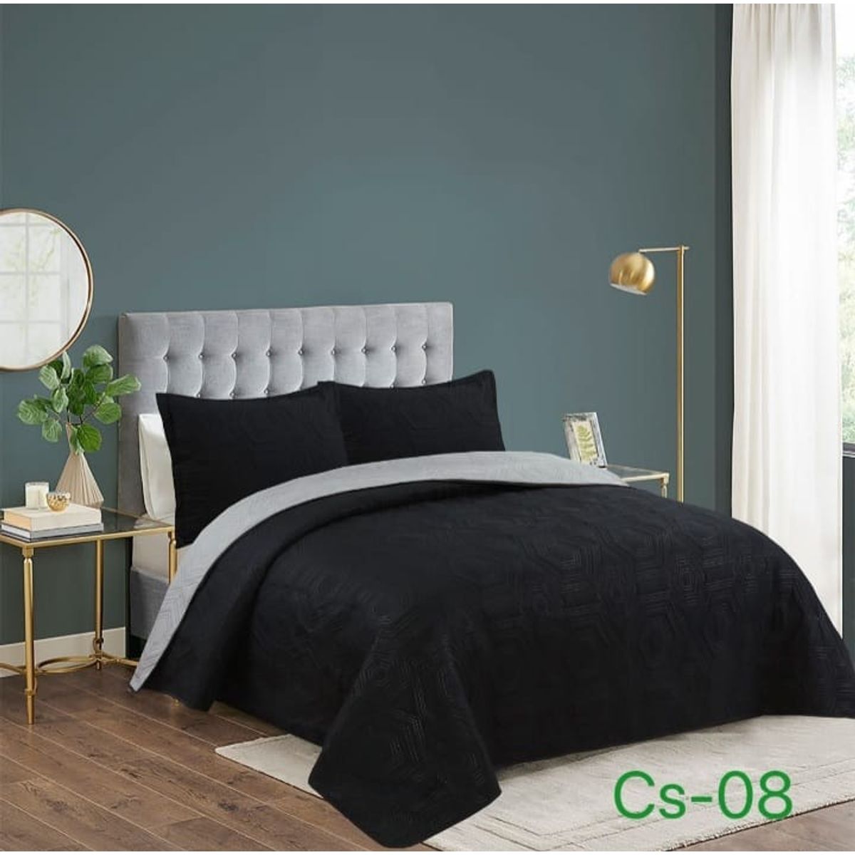 GENERICO - Quilt de Verano 2 plazas. Color Negro Cs08