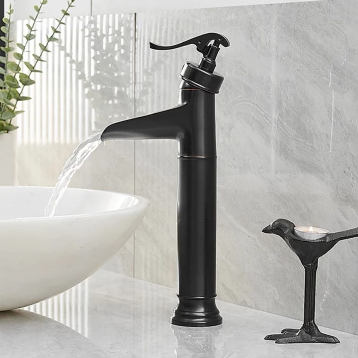 GENERICO - Llave Monomando Alta Vintage Black Bomba Agua