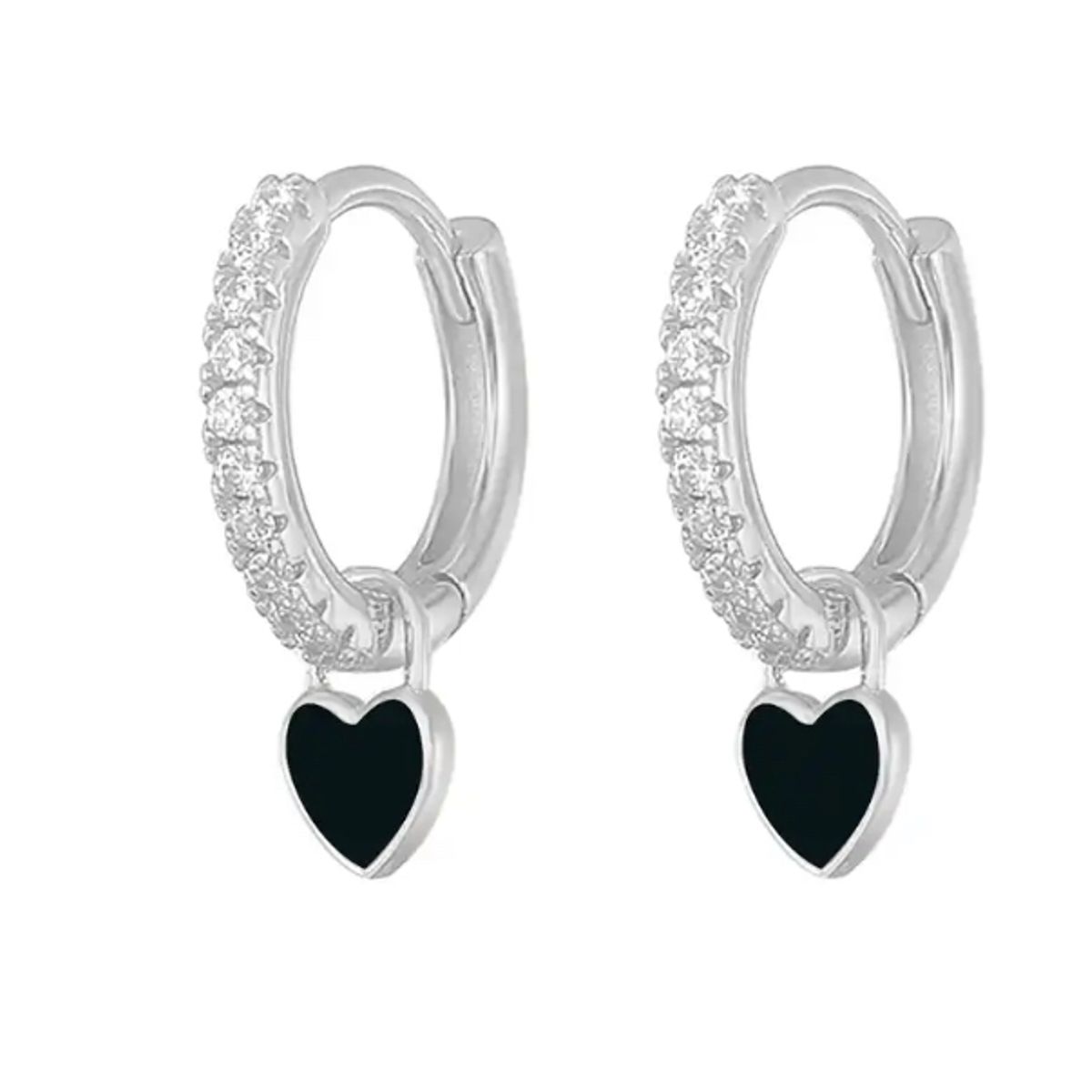 JOYA - Aros Argollas Con Corazón Colgante Pendientes Elegantes