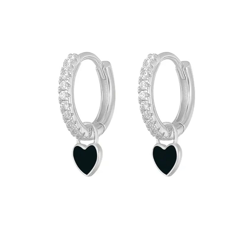 JOYA - Aros Argollas Con Corazón Colgante Pendientes Elegantes