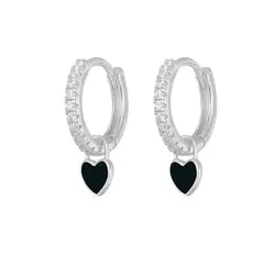 JOYA - Aros Argollas Con Corazón Colgante Pendientes Elegantes