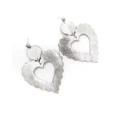 JARDIN DEL ESTE - Aros mujer Corazón coqueto plateado