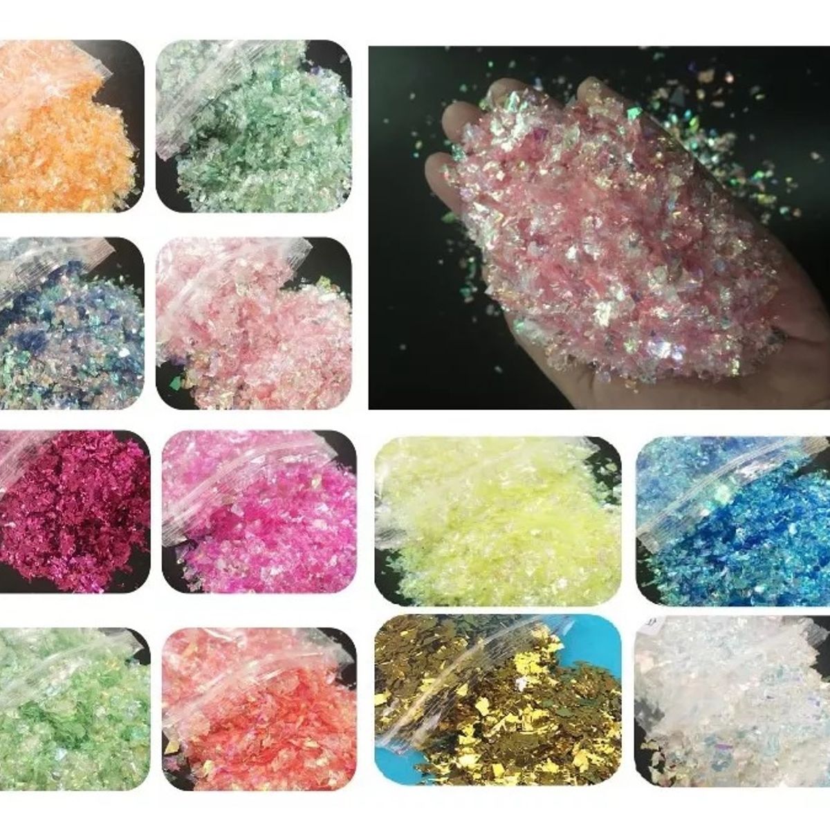 GENERICO - Set 12 Escamas Flake Holográficas Uñas Ojos Cuerpo.