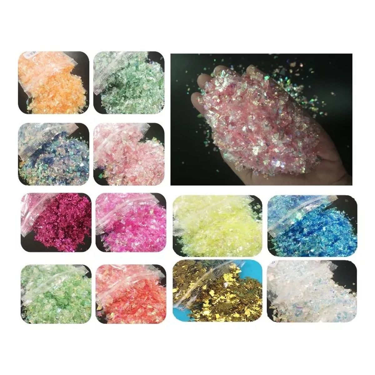 GENERICO - Set 12 Escamas Flake Holográficas Uñas Ojos Cuerpo.