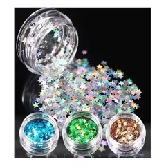GENERICO - Glitter Para Resina Uv 14 Estrellas Holográfica Aros Llavero