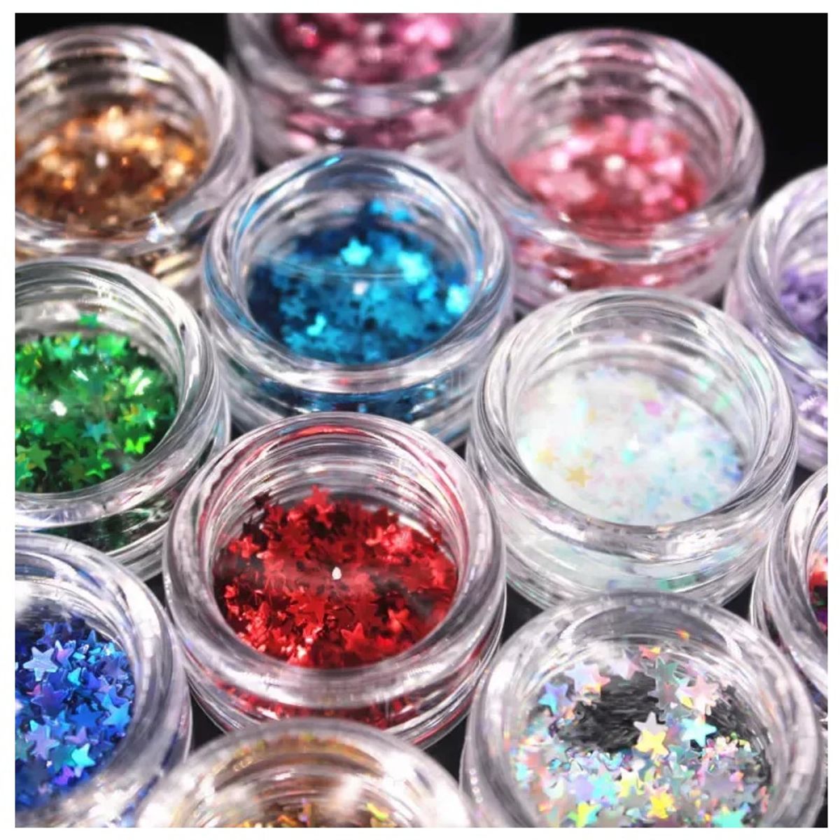 GENERICO - Set 14 Estrellas Flake Holográficas Uñas Ojos Cuerpo.