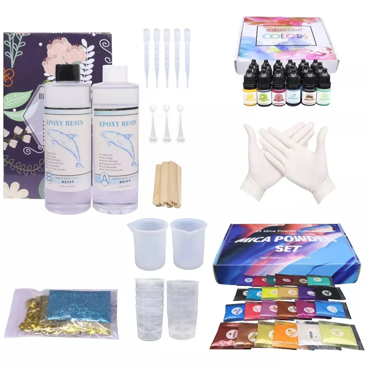 GENERICO - Resina Epóxica Cristal Kit Iniciación 67pcs 11 Diamante.