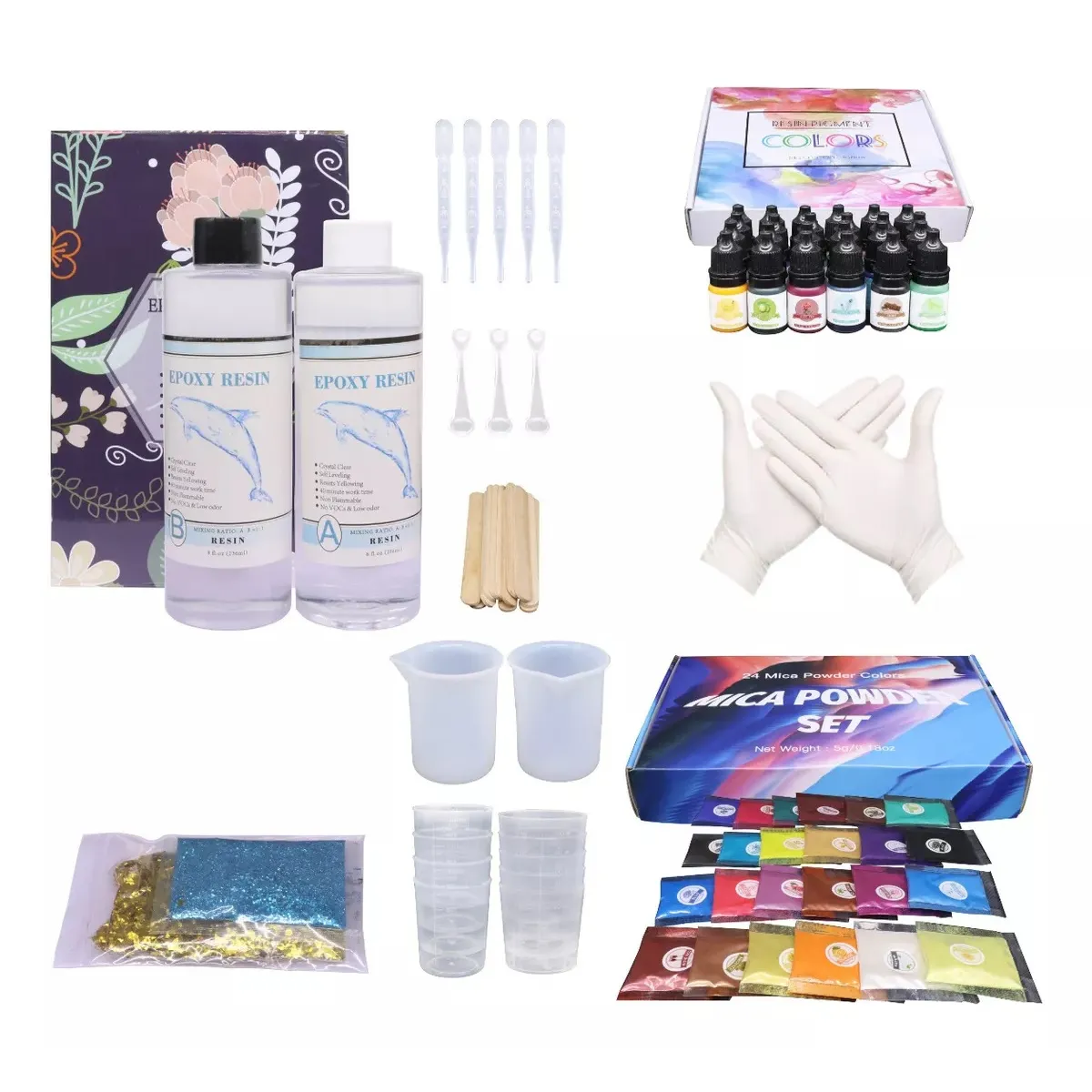 GENERICO - Resina Epóxica Cristal Kit Iniciación 67pcs 11 Diamante.