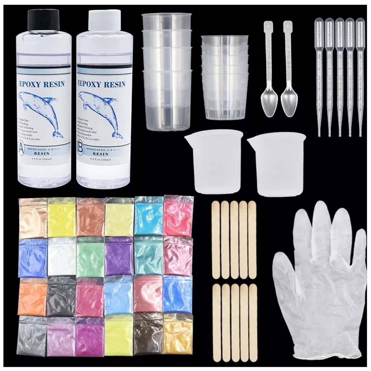 GENERICO - Resina Epóxica Kit Iniciación Mica 55pcs 1.1 408ml.
