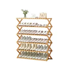 NEWTREE - Zapatera de Madera 6 Niveles Plegable 69x25x100cm