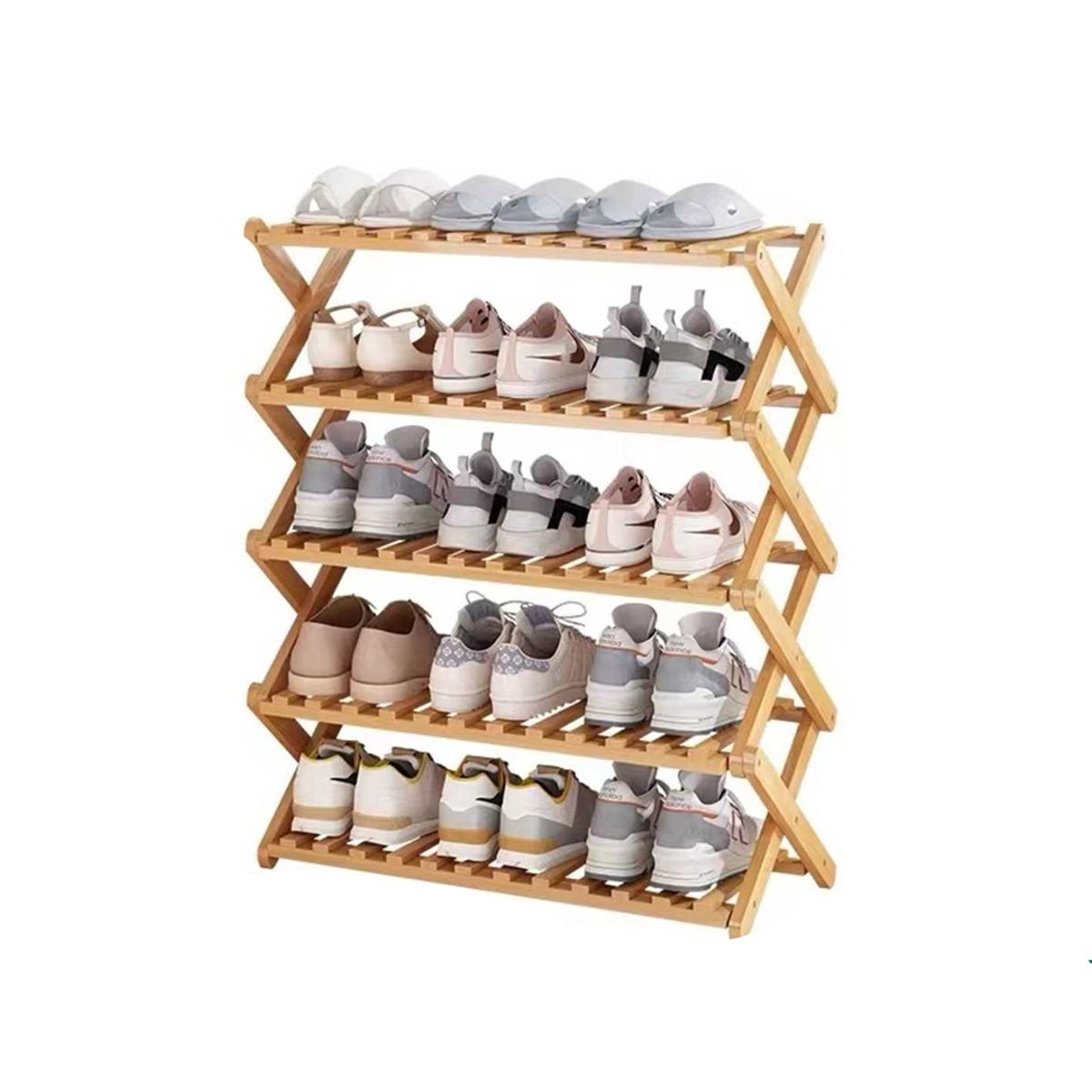 NEWTREE - Zapatera de Madera 5 Niveles Plegable 69x25x87cm