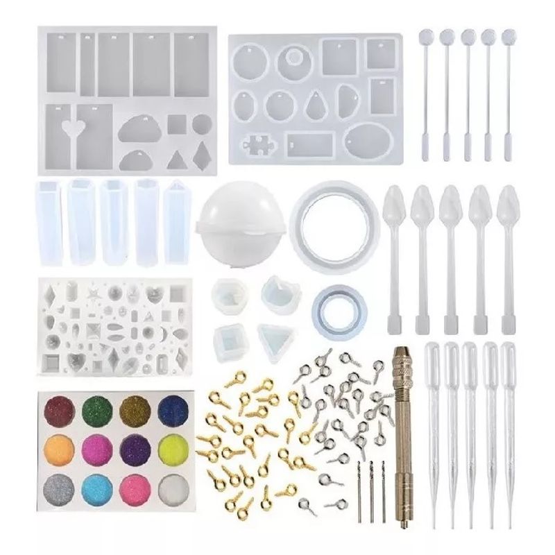 GENERICO - Kit Molde Silicona Resina Uv Inicio Collar Llavero Aros.