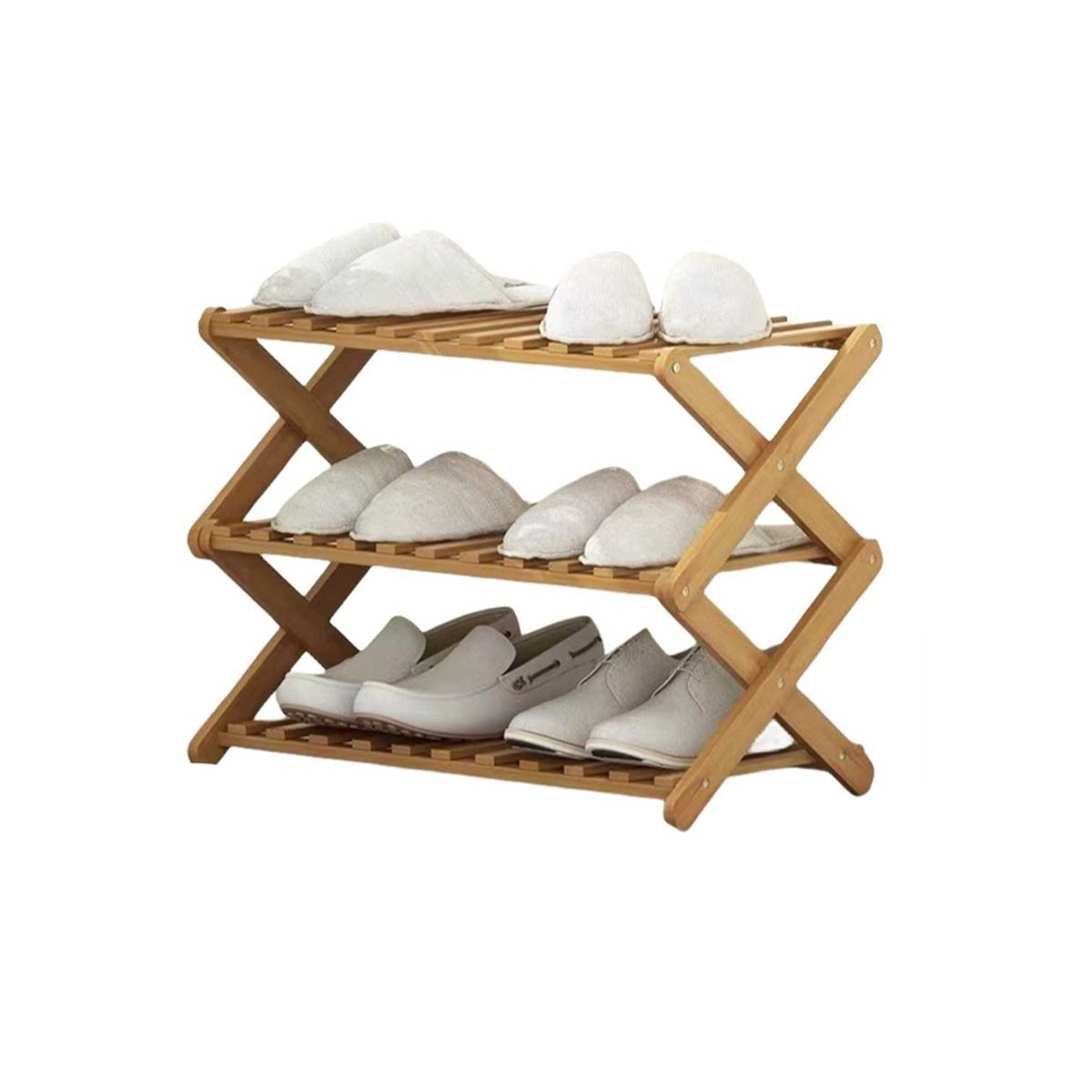 NEWTREE - Zapatera de Madera 3 Niveles Plegable 69x25x45cm