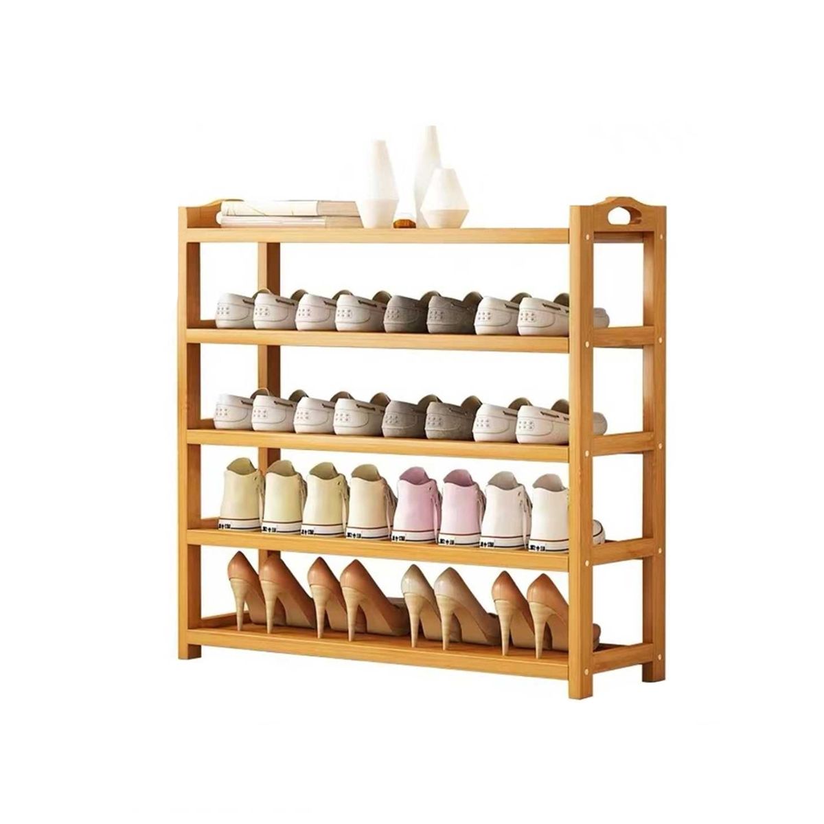 NEWTREE - Zapatera de Madera 5 Niveles Plegable 69x25x45cm