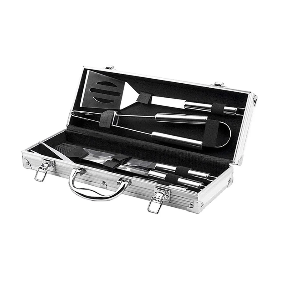 SOHOGAR - Set 5 accesorios parrilleros de acero y maletin de metal